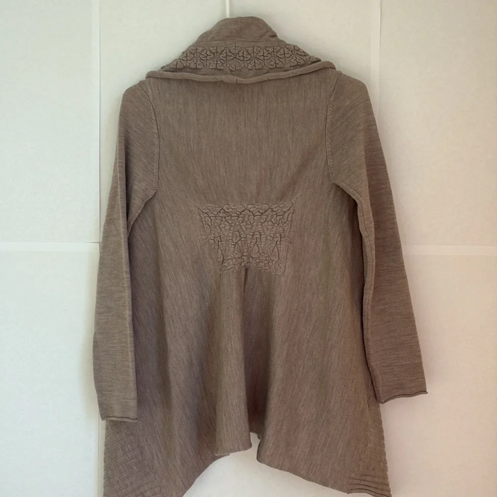 Anthropologie Ha’Penny Long Line Wool Shawl Cardigan Oatmeal XS see condition - Picture 6 of 8